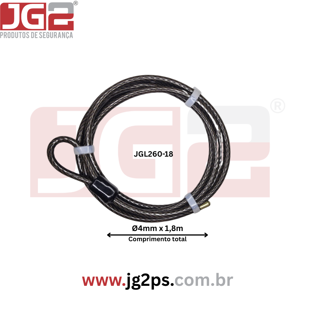 Cabo de Aço Multiuso para Bloqueio com Revestimento em Nylon Flexível Preto Ø4.8 mm x 1,8 m JGL260-18